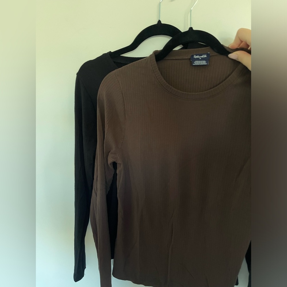Splendid Womens Long Sleeve Tees in Brown and Black (pack of 2)